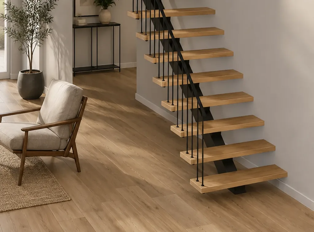 Multiple Bullnose steps on an open-sided staircase