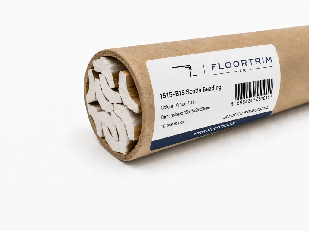 Scotia Beading packed in a cardboard tube with a product label